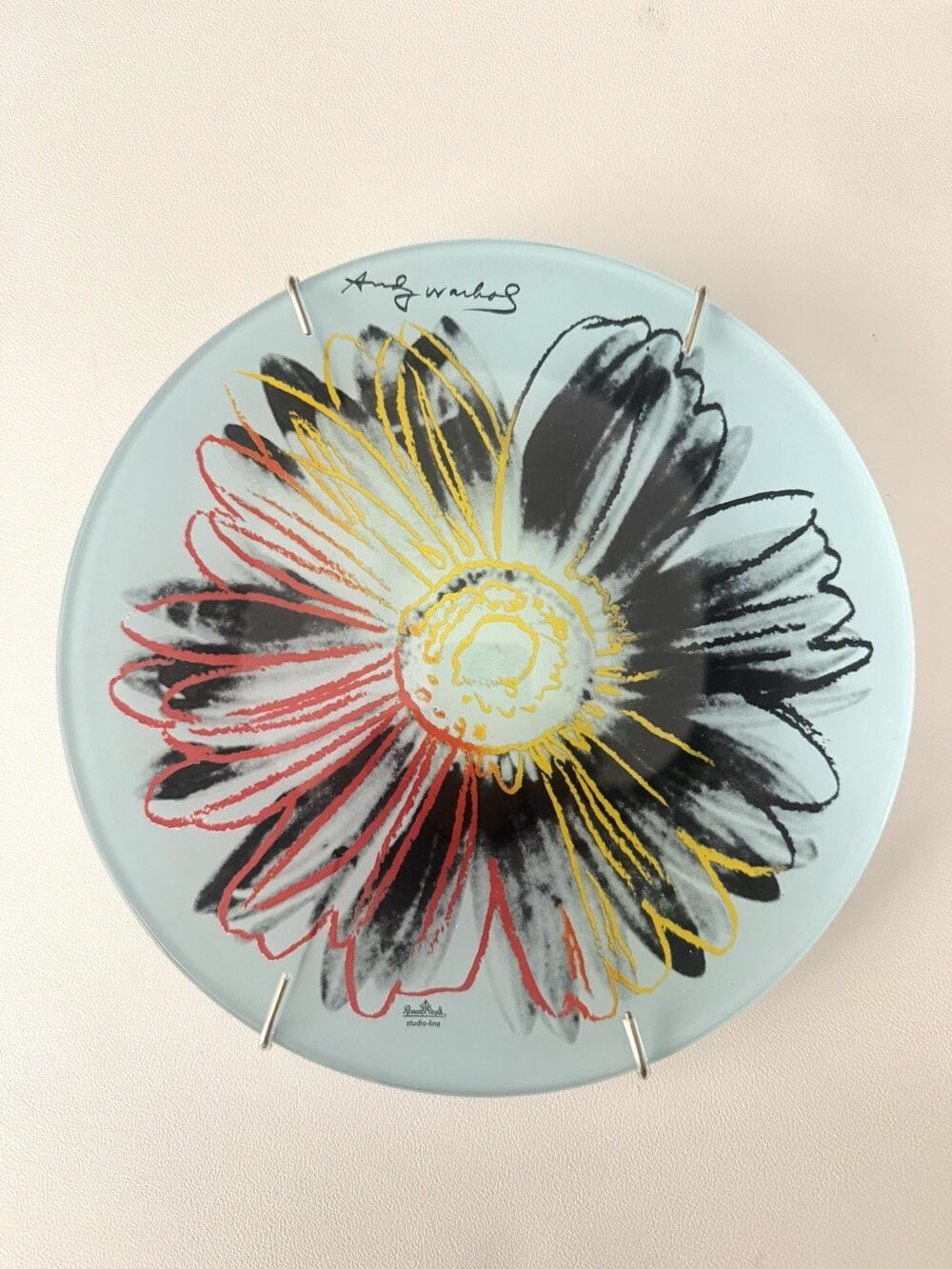 Vintage 1980s Andy Warhol Rosenthal Studio Line Daisy Glass Plate 7.5” Wall Art